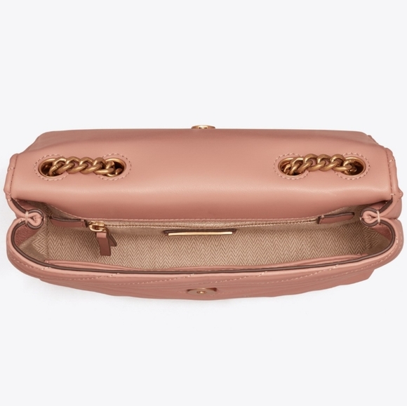 TORY BURCH New Kira Chevron Small Convertible Shoulder Bag - Pink - Picture 8 of 16